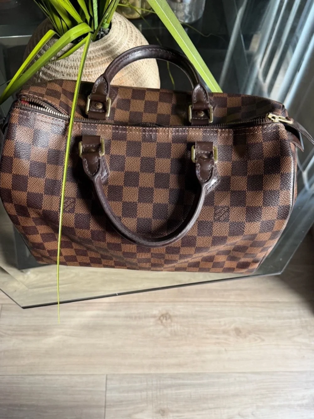 Louis Vuitton Brown Checkered Duffel Bag